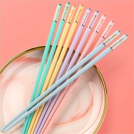 5-Pair Pattern Decorated Colorful Chopsticks